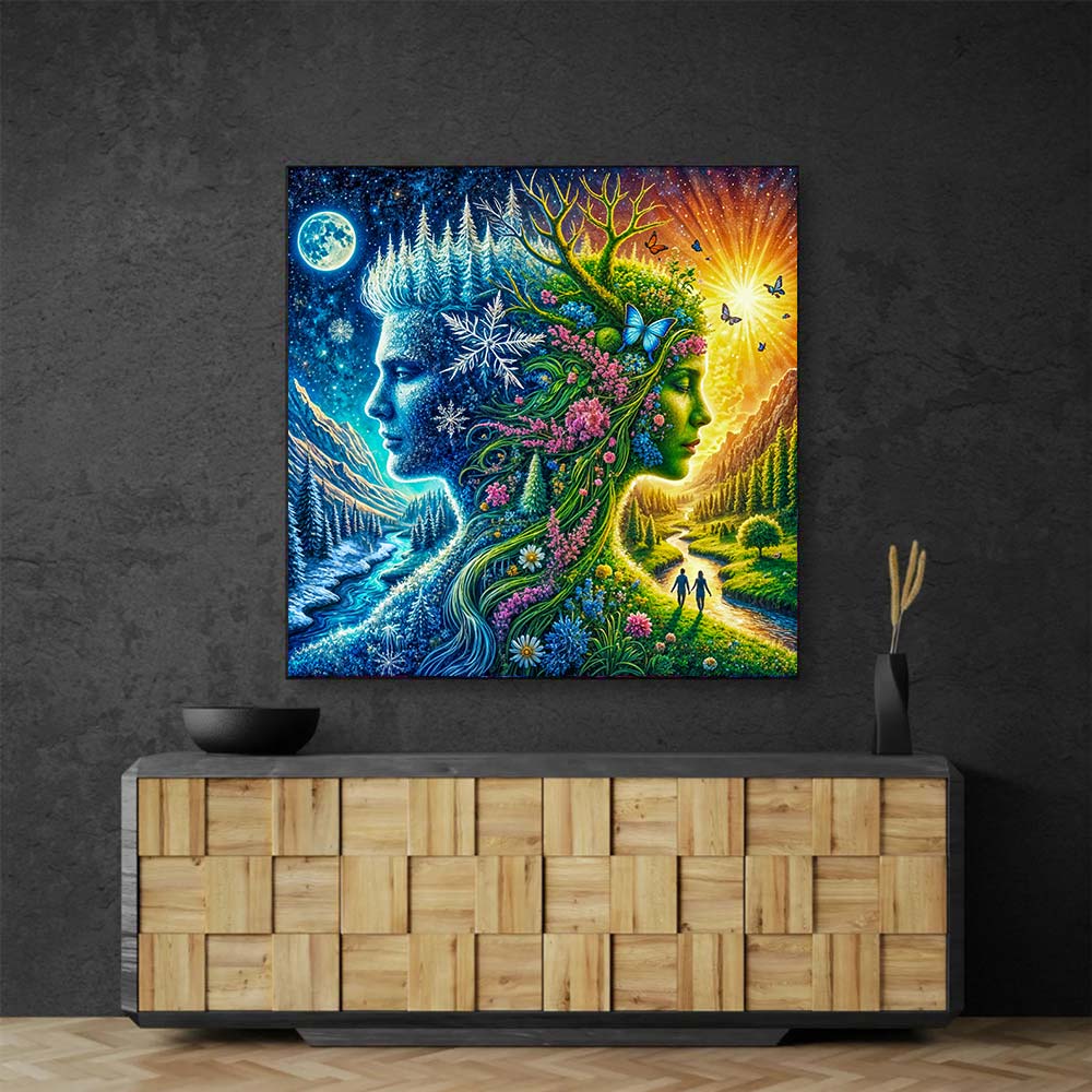 5D Diamond Painting AB Steine – Dualität der Elemente, Unique-Diamond