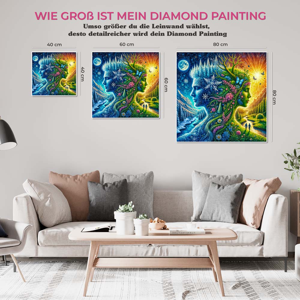5D Diamond Painting AB Steine – Dualität der Elemente, Unique-Diamond