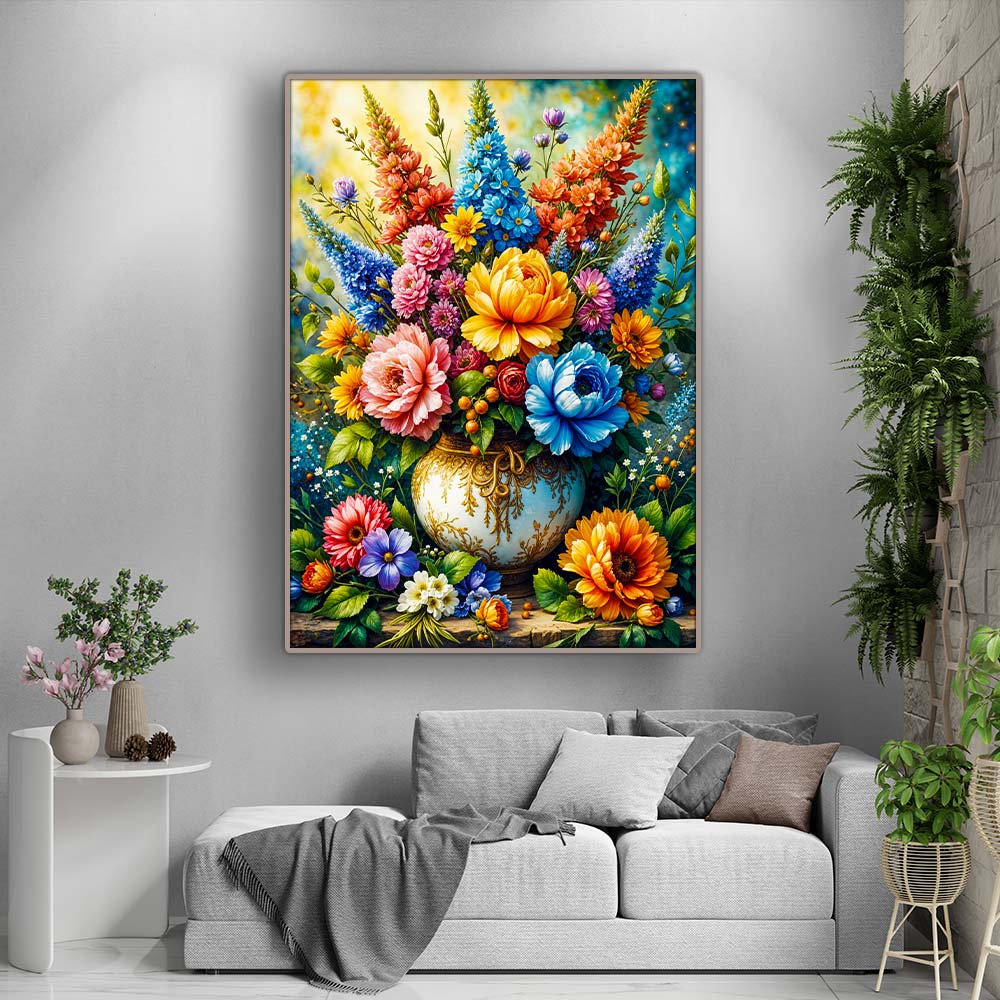 5D Diamond Painting AB Steine – Florale Symphonie mit 100 Farben, Unique-Diamond