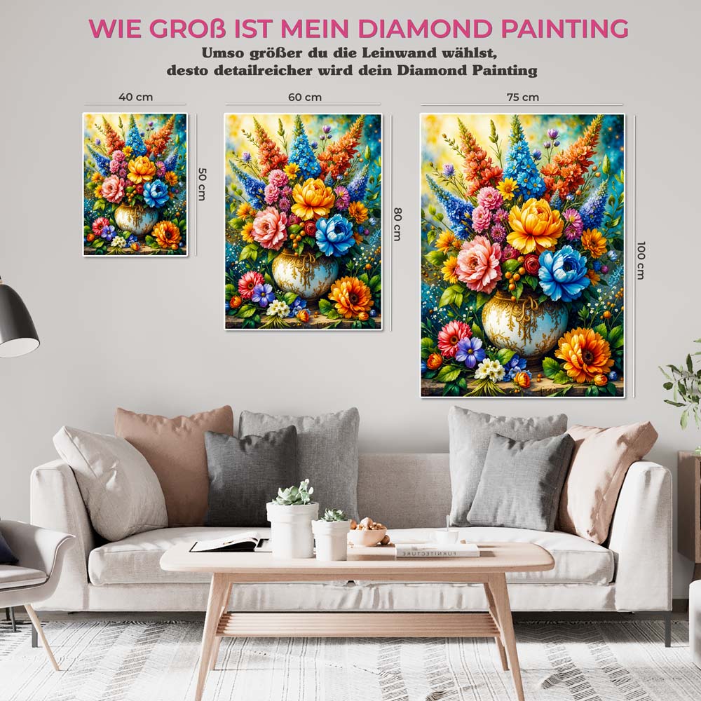 5D Diamond Painting AB Steine – Florale Symphonie mit 100 Farben, Unique-Diamond