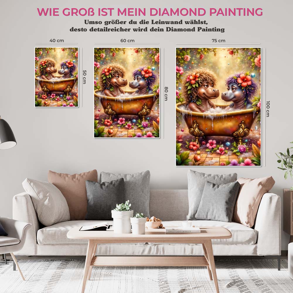 5D Diamond Painting AB Steine – Hippo Spa Deluxe, Unique-Diamond