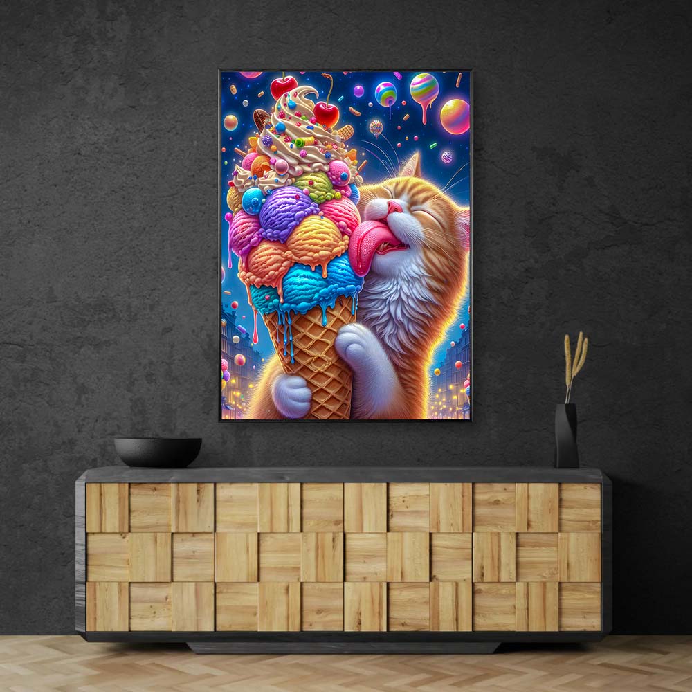 5D Diamond Painting AB Steine – Karamella und der Eisplanet mit 100 Farben, Unique-Diamond