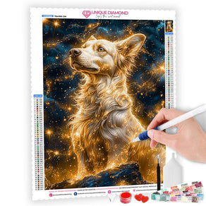 5D Diamond Painting AB Steine – Lunar Guardian Dog mit 100 Farben, Unique-Diamond