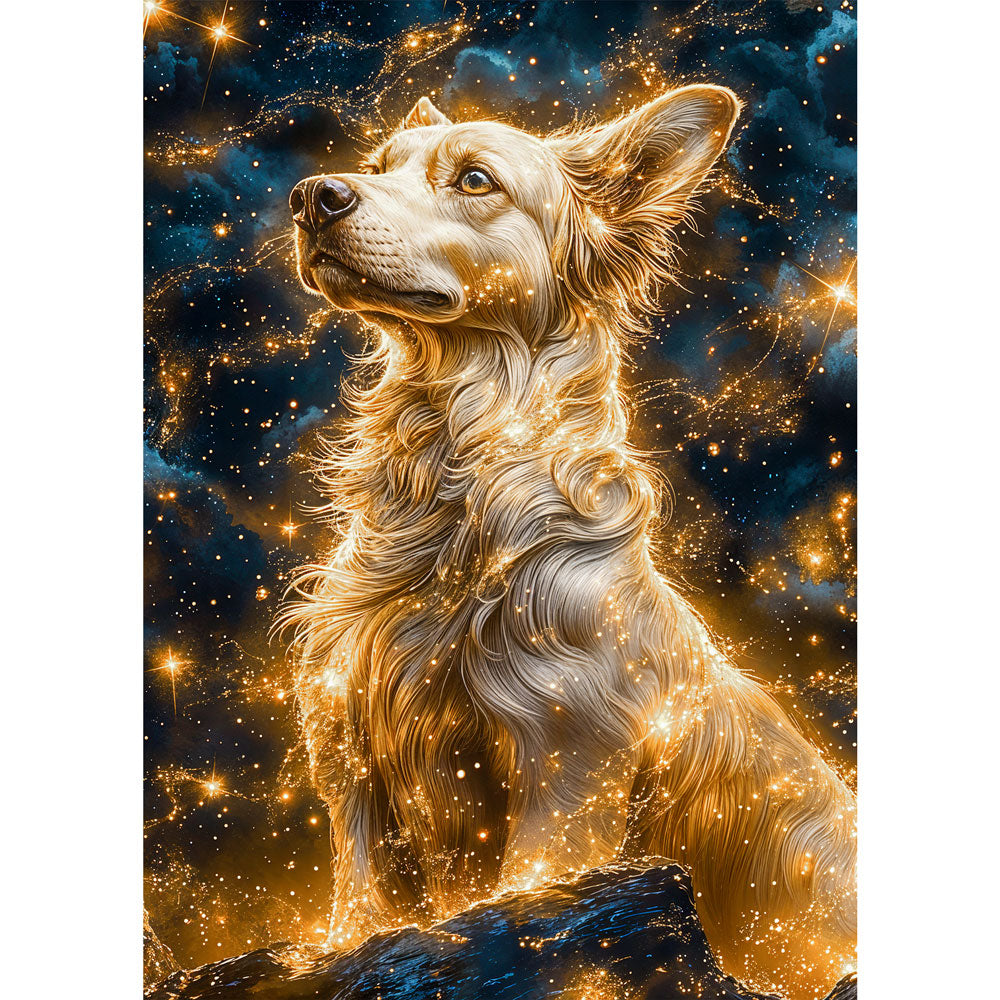 5D Diamond Painting AB Steine – Lunar Guardian Dog mit 100 Farben, Unique-Diamond