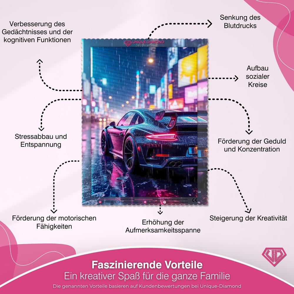 5D Diamond Painting – Neon Night Drive Unique-Diamond