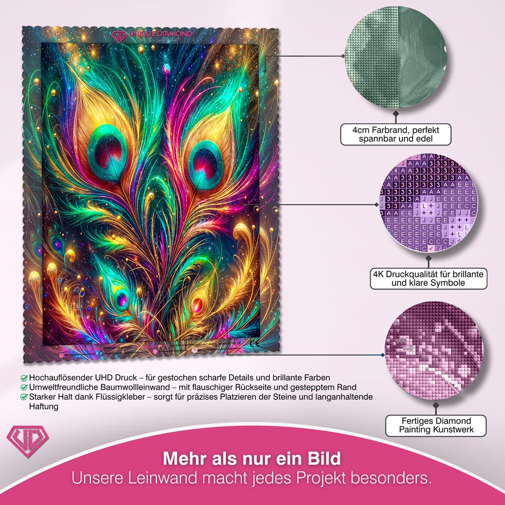 5D Diamond Painting – Pfauenglanz im Sternenlicht Unique-Diamond