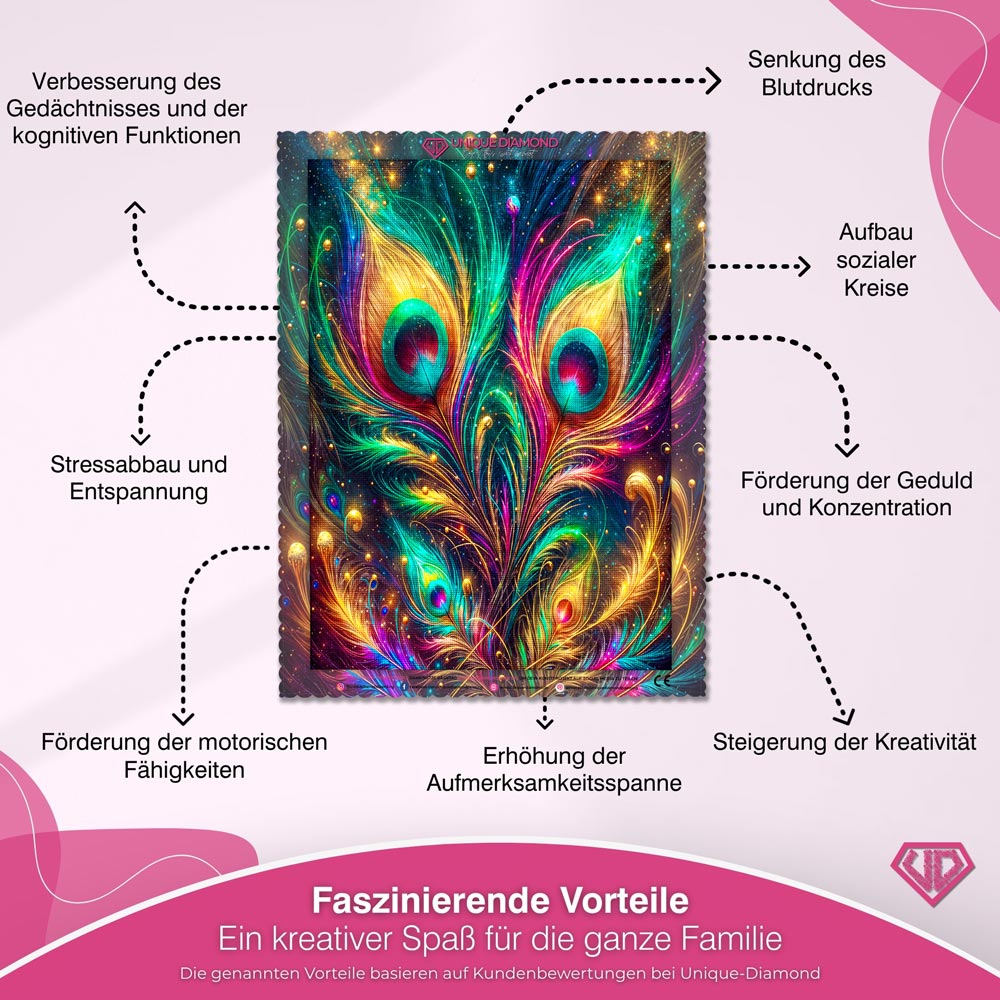 5D Diamond Painting – Pfauenglanz im Sternenlicht Unique-Diamond