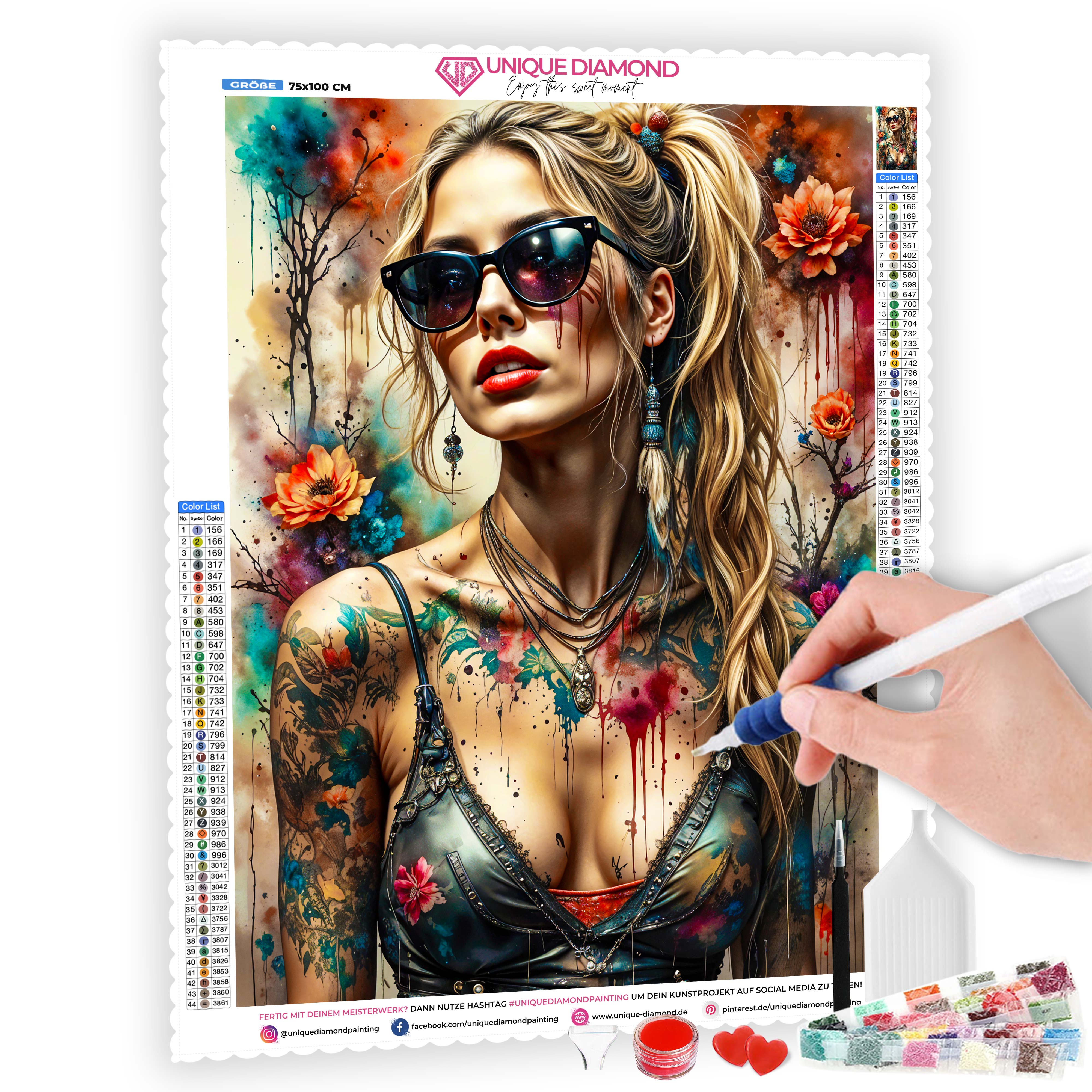 5D Diamond Painting AB Steine – Rebel Art Muse, Unique-Diamond