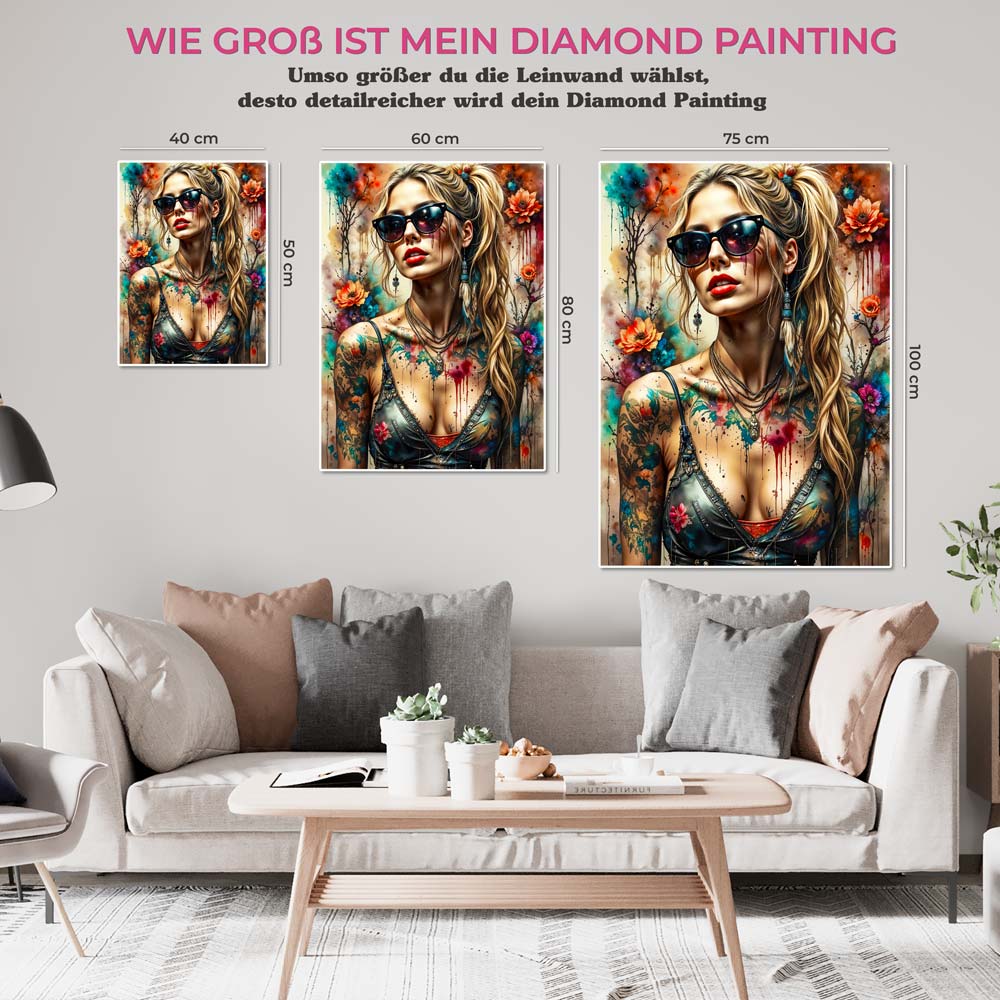 5D Diamond Painting AB Steine – Rebel Art Muse, Unique-Diamond