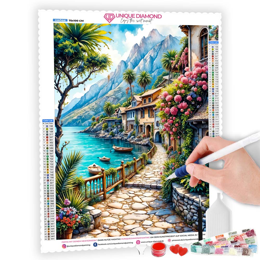 5D Diamond Painting AB Steine – Riviera Bellezza, Unique-Diamond