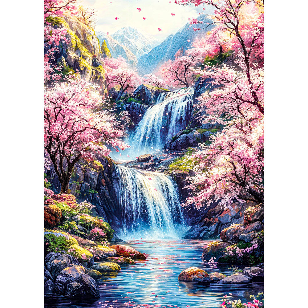 5D Diamond Painting AB Steine – Sakura Falls, Unique-Diamond