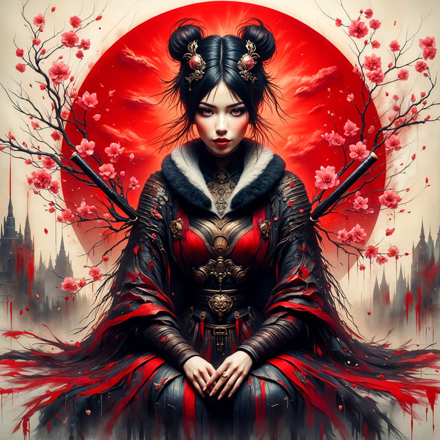 5D Diamond Painting AB Steine – Scarlet Blossom, Unique-Diamond