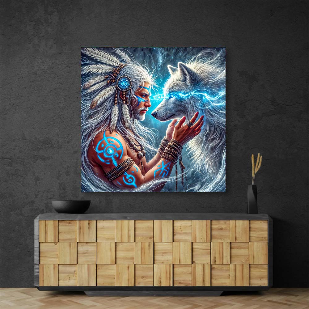 5D Diamond Painting AB Steine – Seelenverbindung des Wolfes, Unique-Diamond