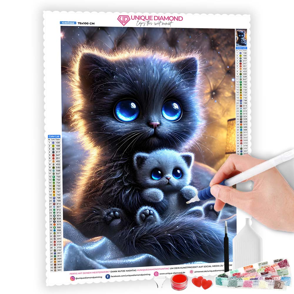 5D Diamond Painting AB Steine – Sternenblick der Kuschelkatzen