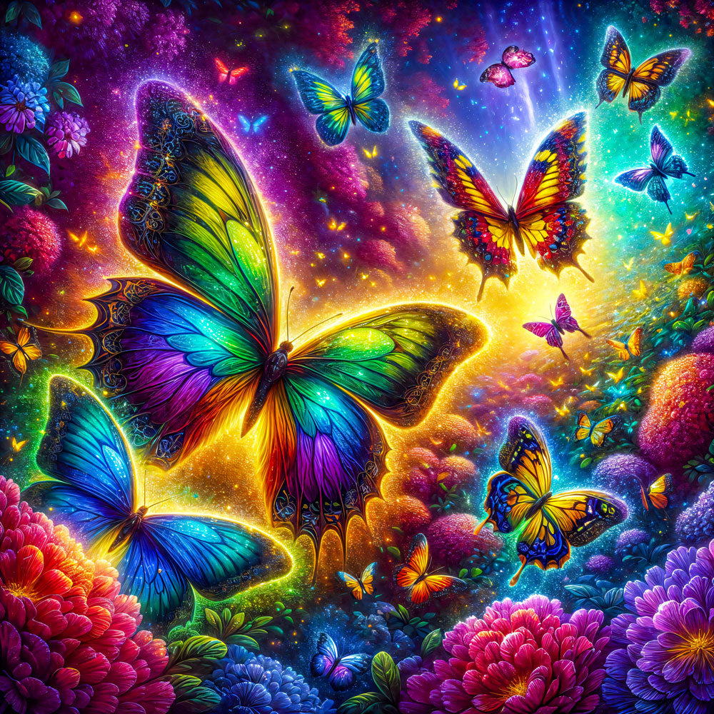 5D Diamond Painting AB Steine – Tanz der Farbenflügel mit 100 Farben, Unique-Diamond