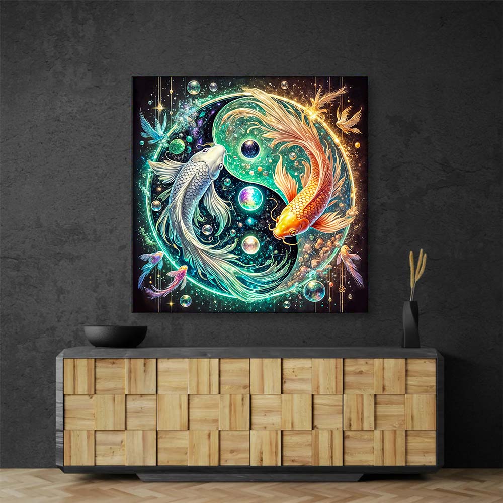 5D Diamond Painting AB Steine – Tanz der Koi im Sternenzirkel, Unique-Diamond