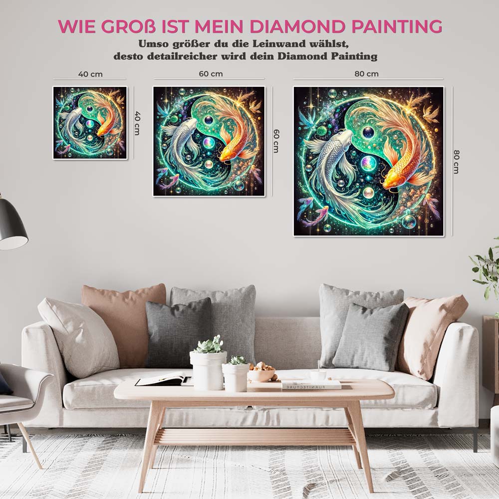 5D Diamond Painting AB Steine – Tanz der Koi im Sternenzirkel, Unique-Diamond