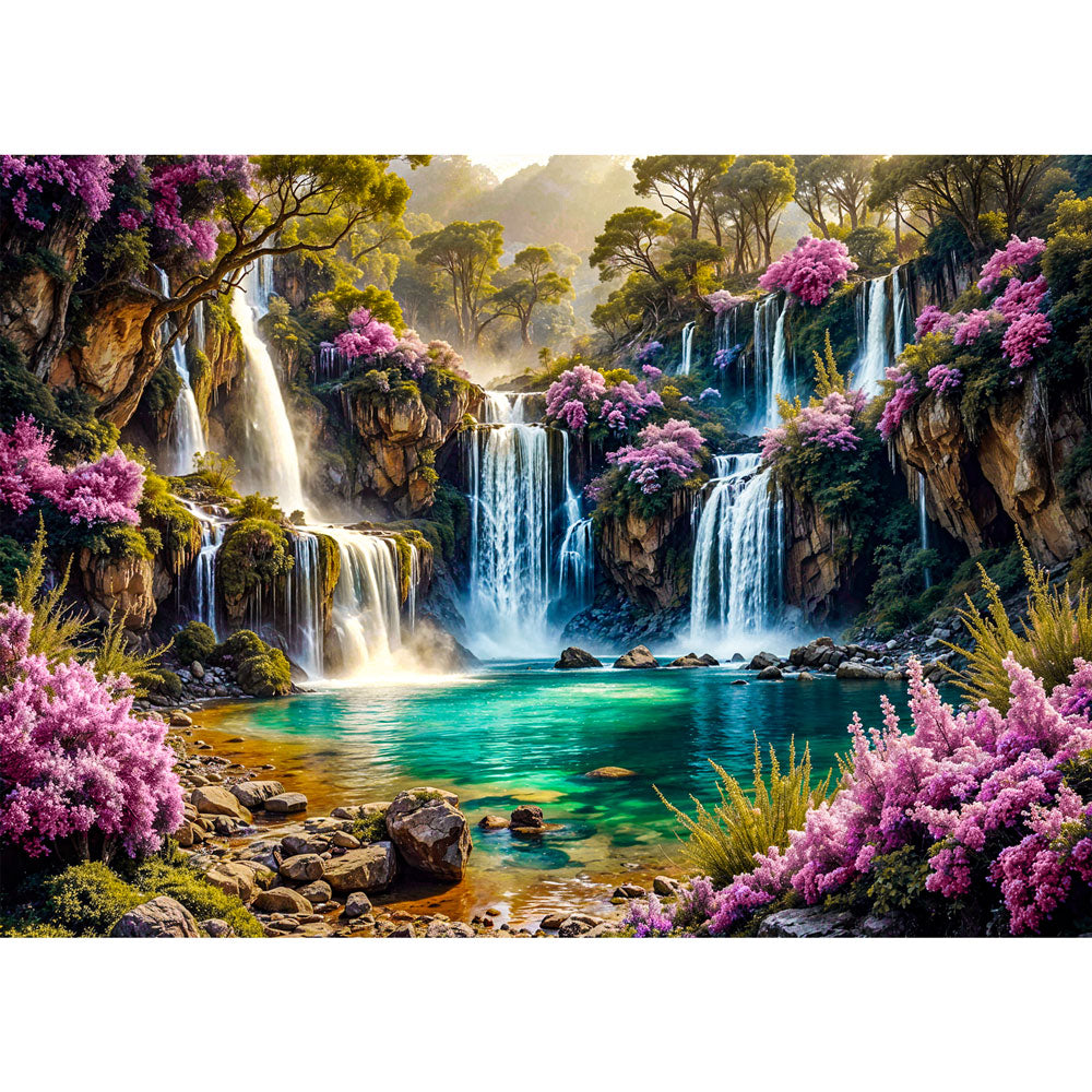 5D Diamond Painting AB Steine – Verzauberter Wasserfall mit 100 Farben, Unique-Diamond