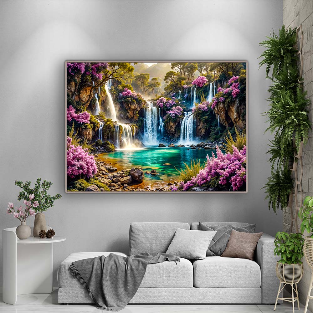 5D Diamond Painting AB Steine – Verzauberter Wasserfall mit 100 Farben, Unique-Diamond