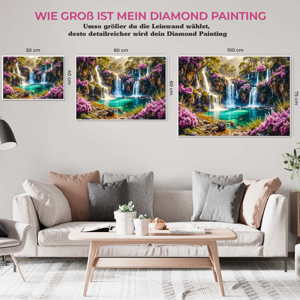 5D Diamond Painting AB Steine – Verzauberter Wasserfall mit 100 Farben, Unique-Diamond