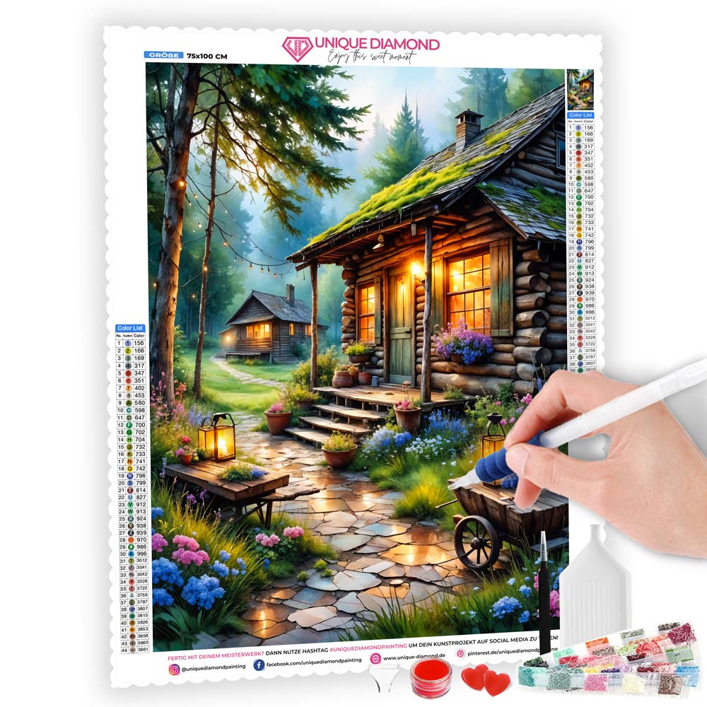 5D Diamond Painting AB Steine – Whispering Pines Retreat, Unique-Diamond