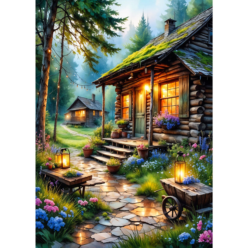 5D Diamond Painting AB Steine – Whispering Pines Retreat, Unique-Diamond