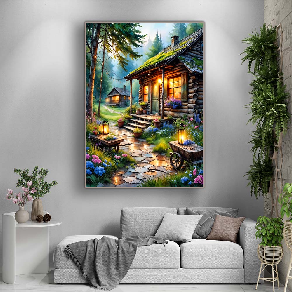 5D Diamond Painting AB Steine – Whispering Pines Retreat, Unique-Diamond