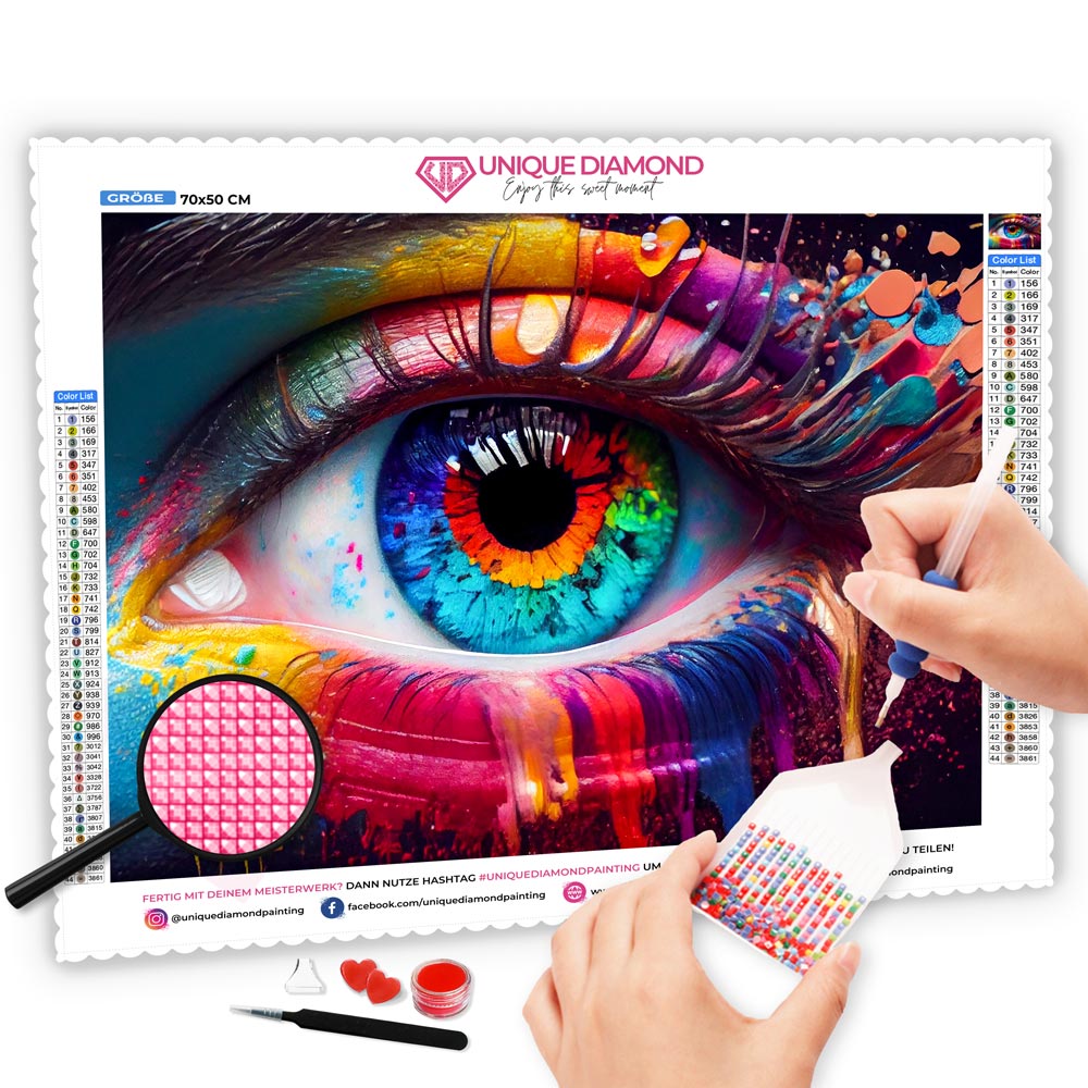 5D Diamond Painting AB Stones Colourful Eye, Unique-Diamond