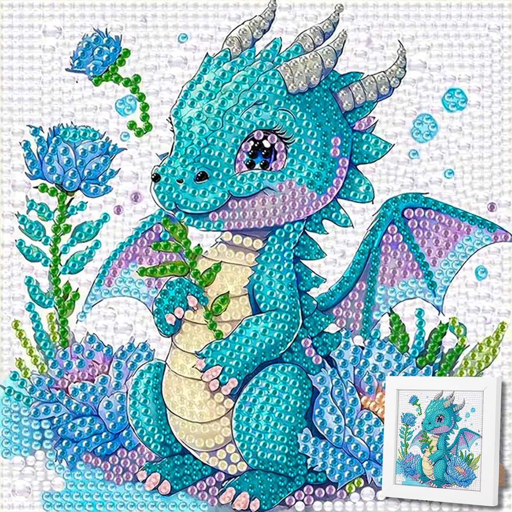 5D Diamond Painting Blüten-Drache Lumi mit Strasssteinchen, Unique-Diamond
