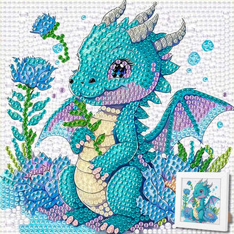 5D Diamond Painting Blüten-Drache Lumi mit Strasssteinchen, Unique-Diamond
