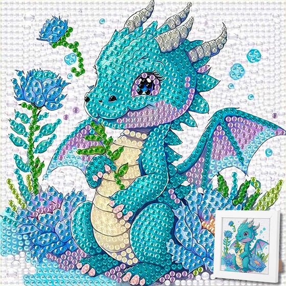5D Diamond Painting Blüten-Drache Lumi mit Strasssteinchen, Unique-Diamond