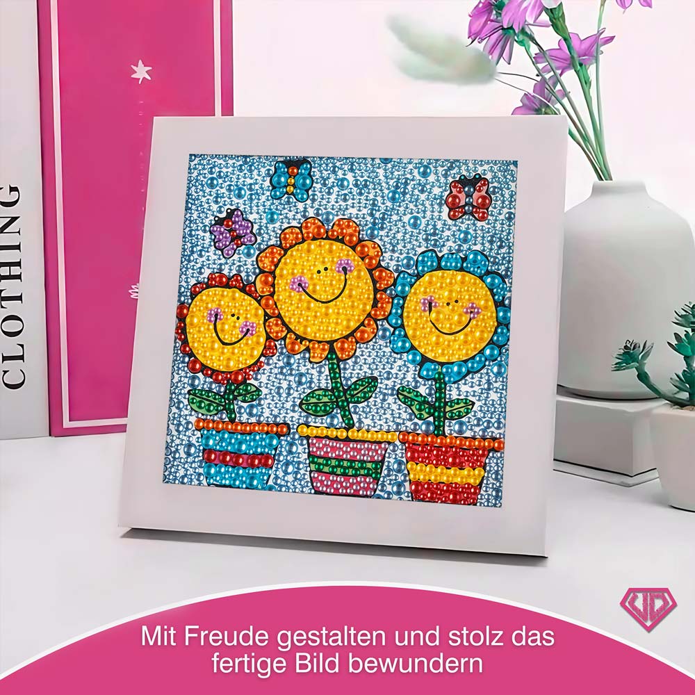 5D Diamond Painting Blumentrio Sunny Smiles mit Strasssteinchen, Unique-Diamond