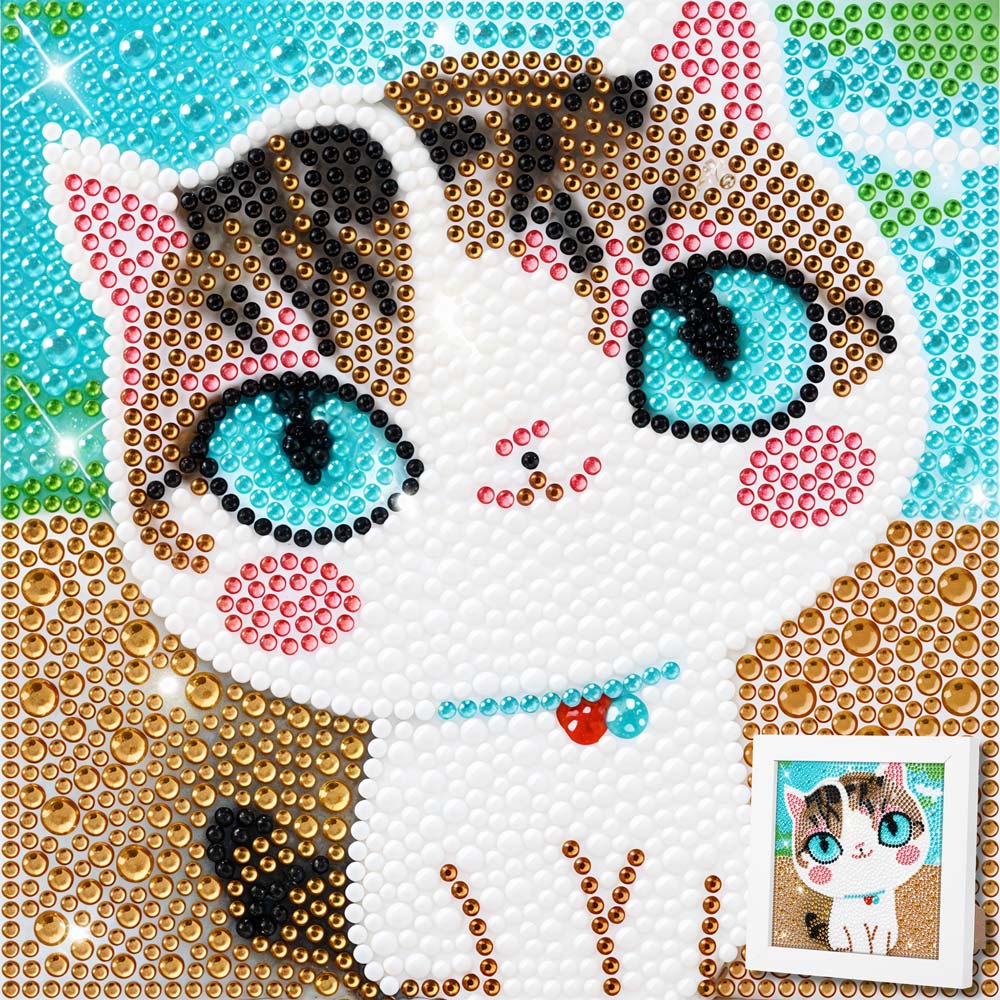 5D Diamond Painting Cat With Blue Eyes mit Strasssteinchen, Unique-Diamond