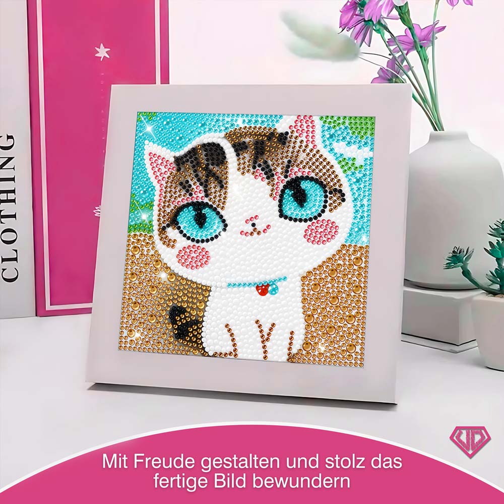 5D Diamond Painting Cat With Blue Eyes mit Strasssteinchen, Unique-Diamond