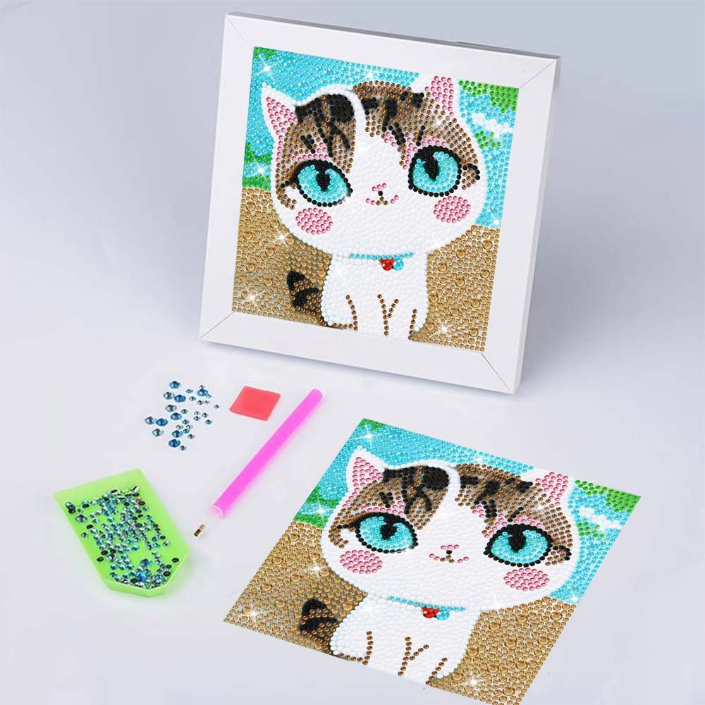 5D Diamond Painting Cat With Blue Eyes, Unique-Diamond