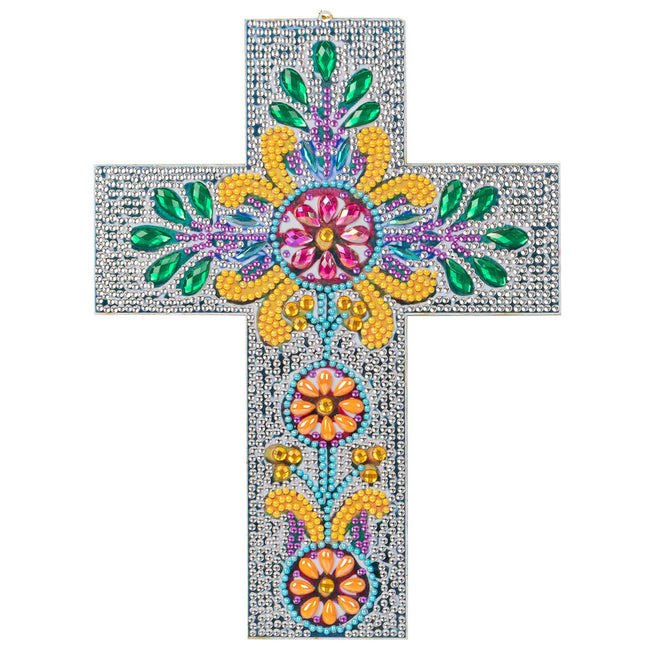 5D Diamond Painting Dekoanhänger Kreuz mit Blume, Unique-Diamond