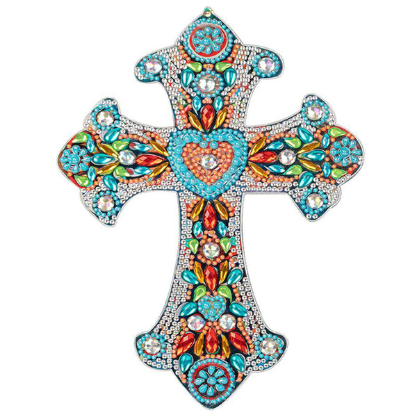 5D Diamond Painting Dekoanhänger Kreuz mit Herz, Unique-Diamond