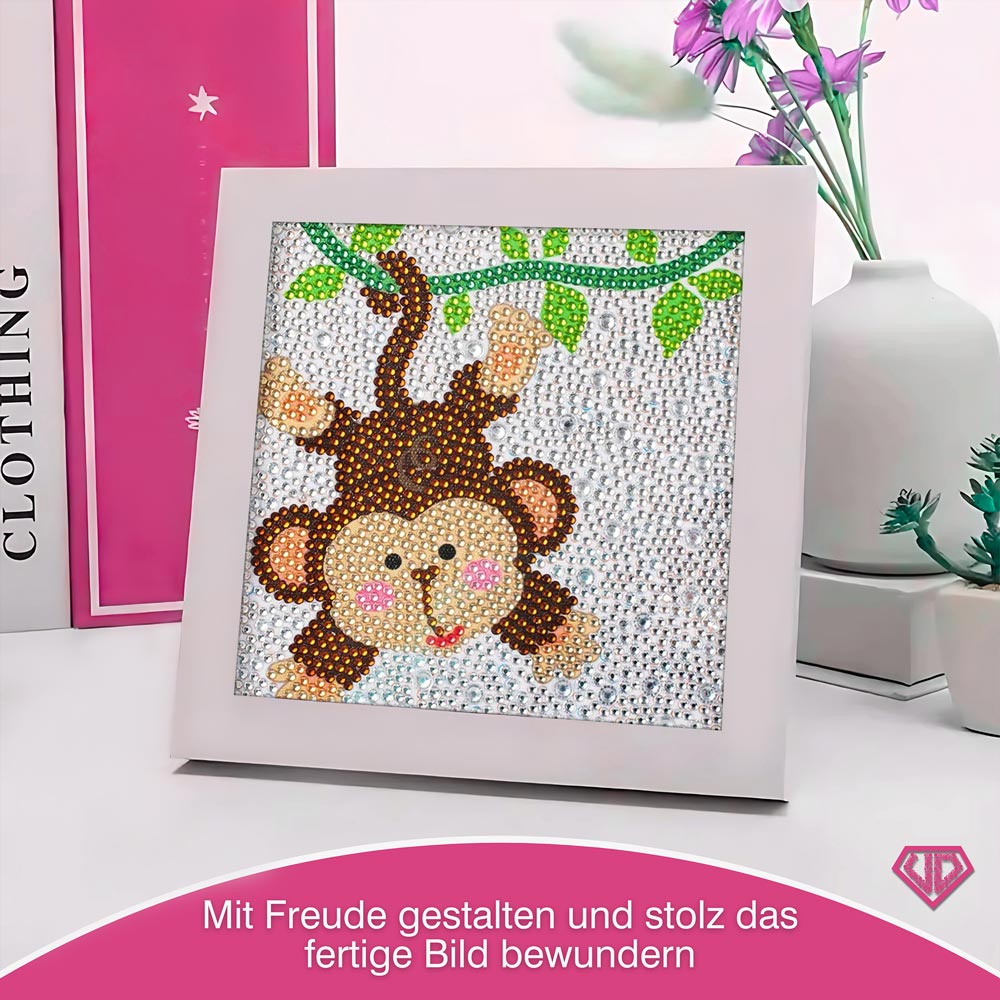 5D Diamond Painting Dschungelspaß mit Chico mit Strasssteinchen, Unique-Diamond