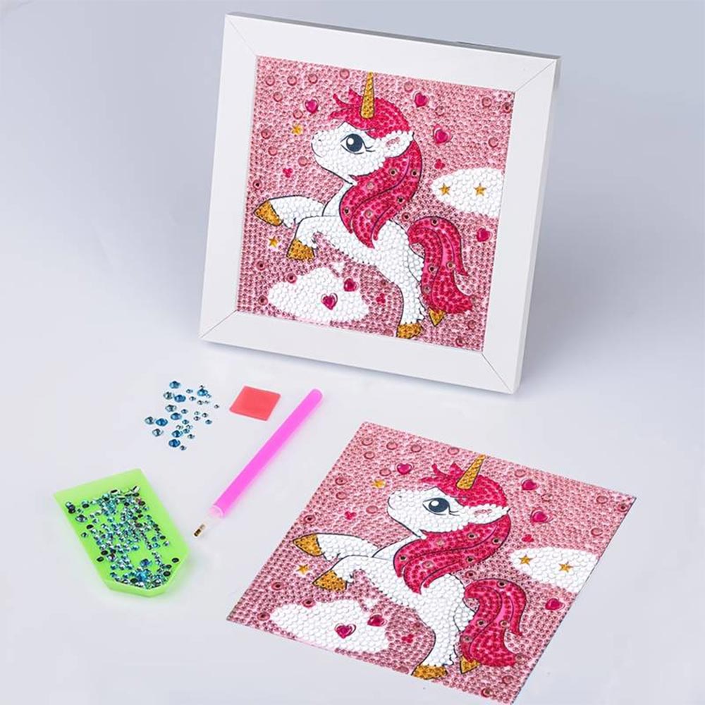 5D Diamond Painting Unicorn in Love mit Strasssteinchen, Unique-Diamond