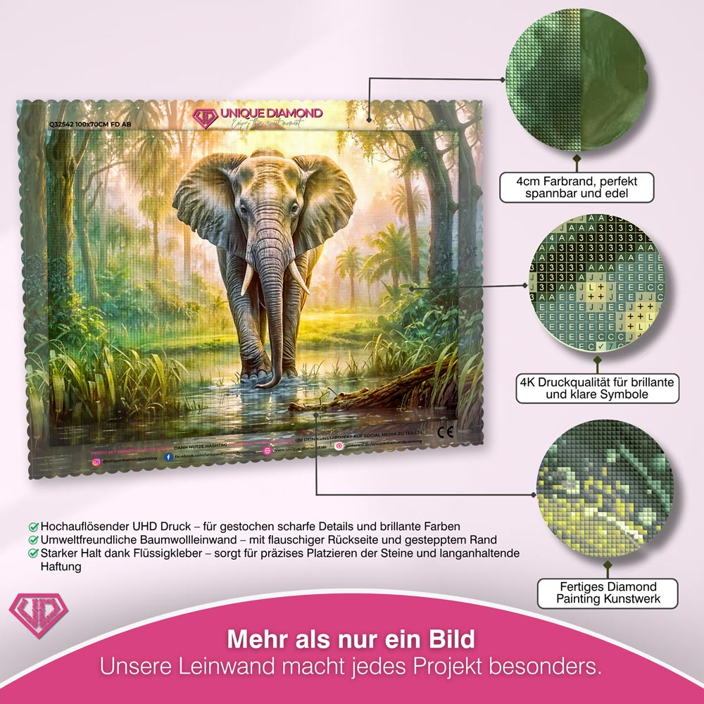 5D Diamond Painting – Elefant im Dschungel Unique-Diamond