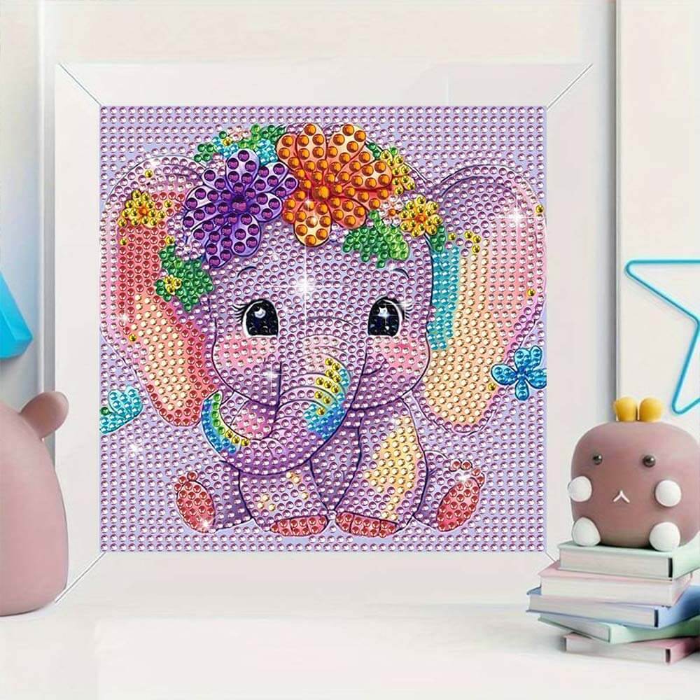 5D Diamond Painting Elefantenbaby mit Strasssteinchen