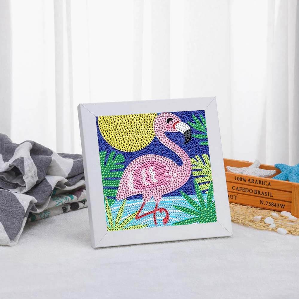 5D Diamond Painting Flamingo mit Strasssteinchen