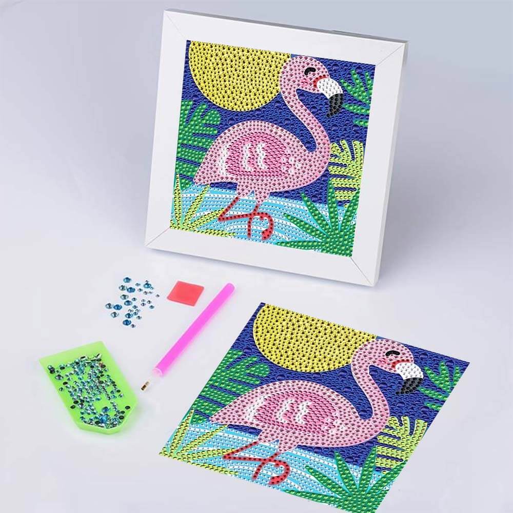 5D Diamond Painting Flamingo mit Strasssteinchen