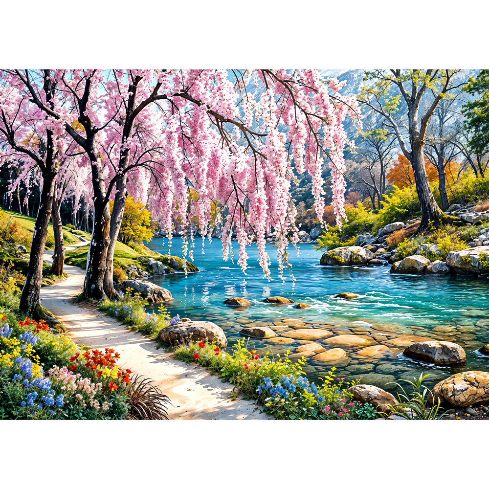 5D Diamond Painting – Fluss Landschaft Unique-Diamond