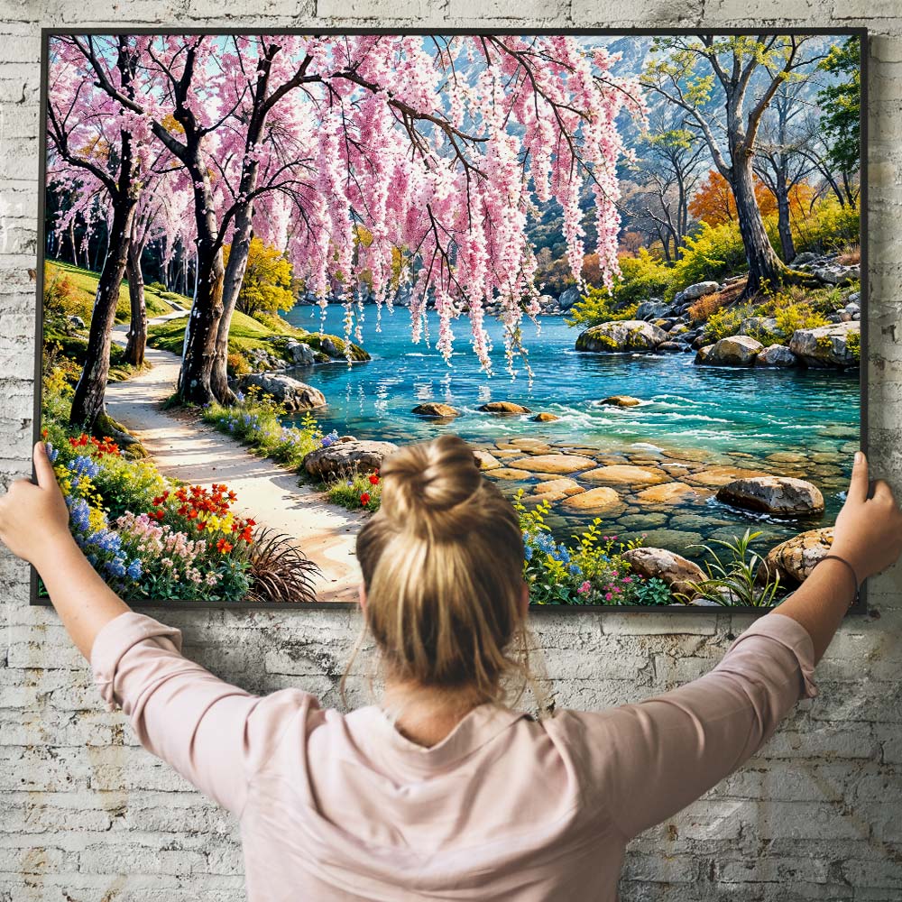 5D Diamond Painting – Fluss Landschaft Unique-Diamond