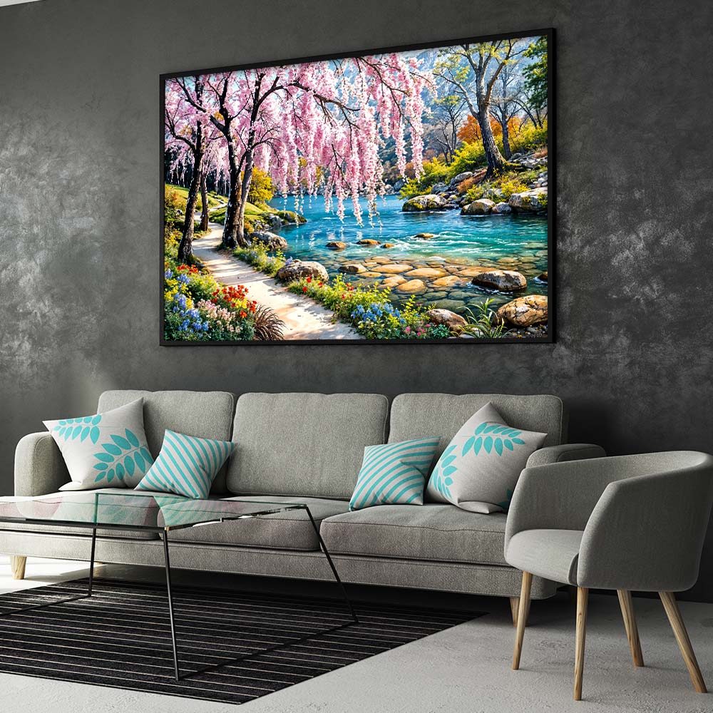 5D Diamond Painting – Fluss Landschaft Unique-Diamond