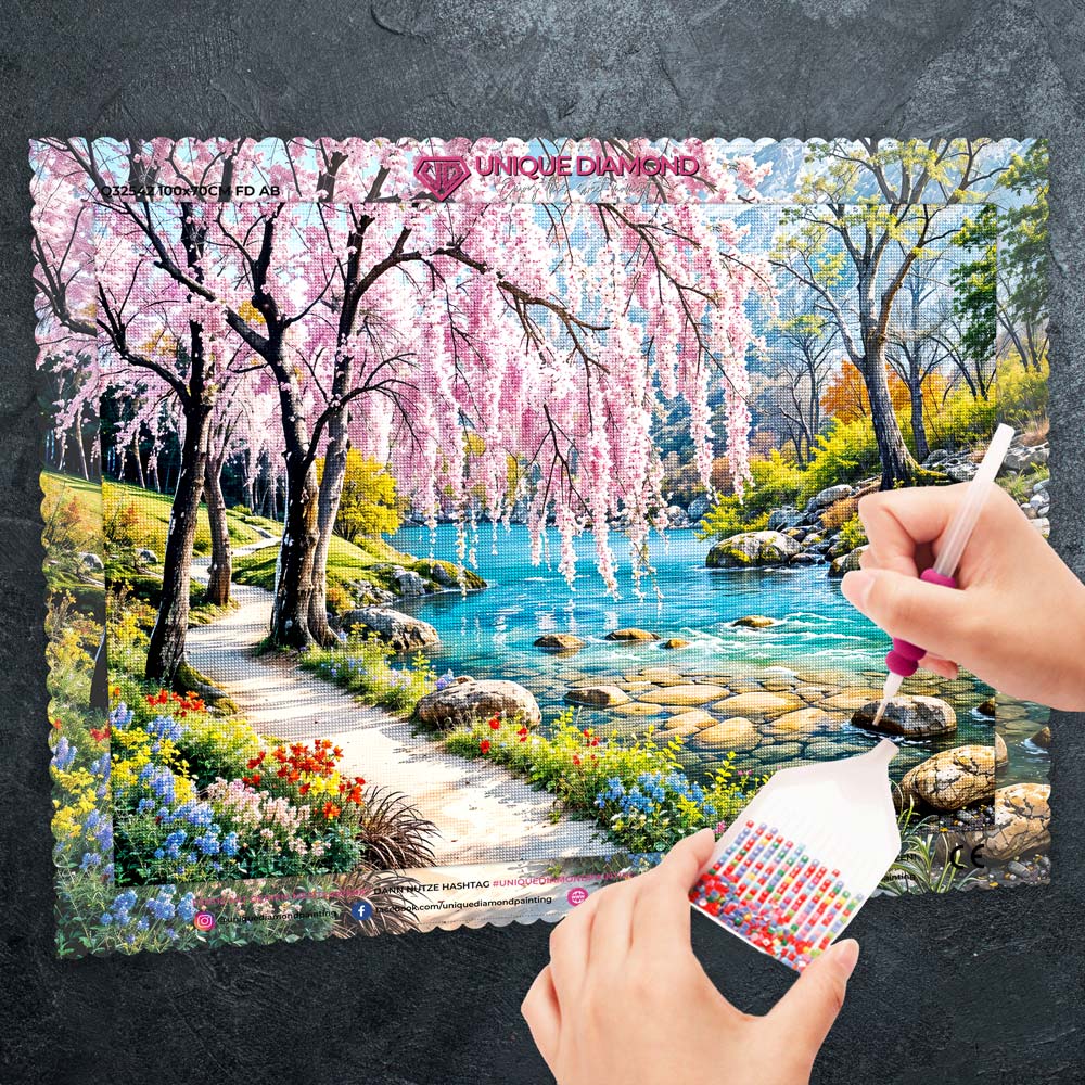 5D Diamond Painting – Fluss Landschaft Unique-Diamond