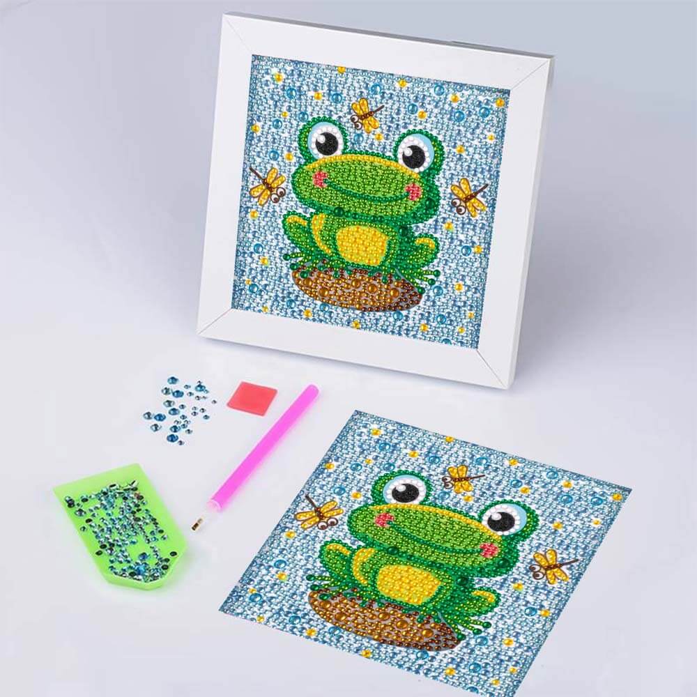 5D Diamond Painting Frosch mit Strasssteinchen, Unique-Diamond