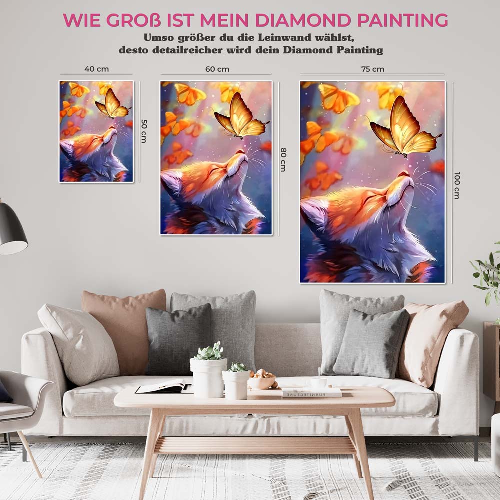 5D Diamond Painting Fuchs mit Schmetterling, Unique-Diamond