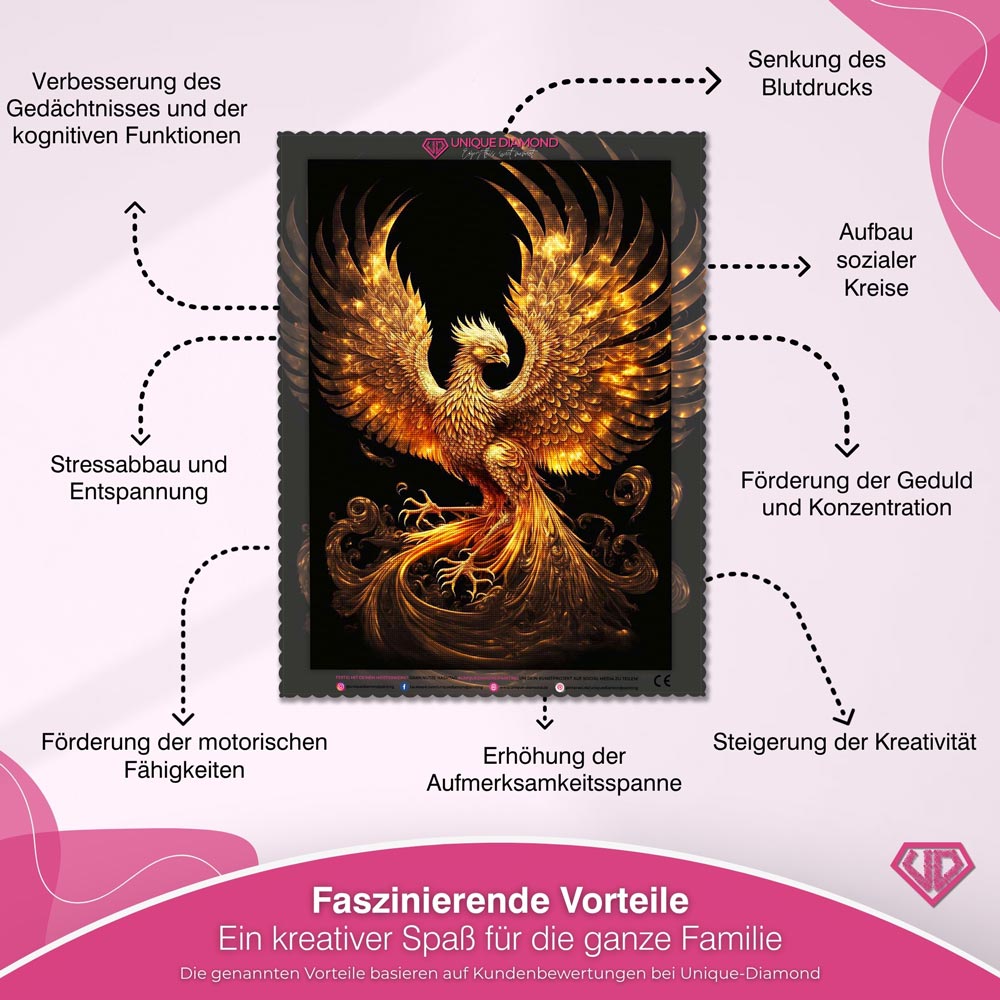 5D Diamond Painting – Goldener Phoenix Unique-Diamond